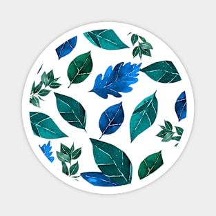 Green Blue Leaf Garden Plants Pattern Grainy Watercolor Magnet